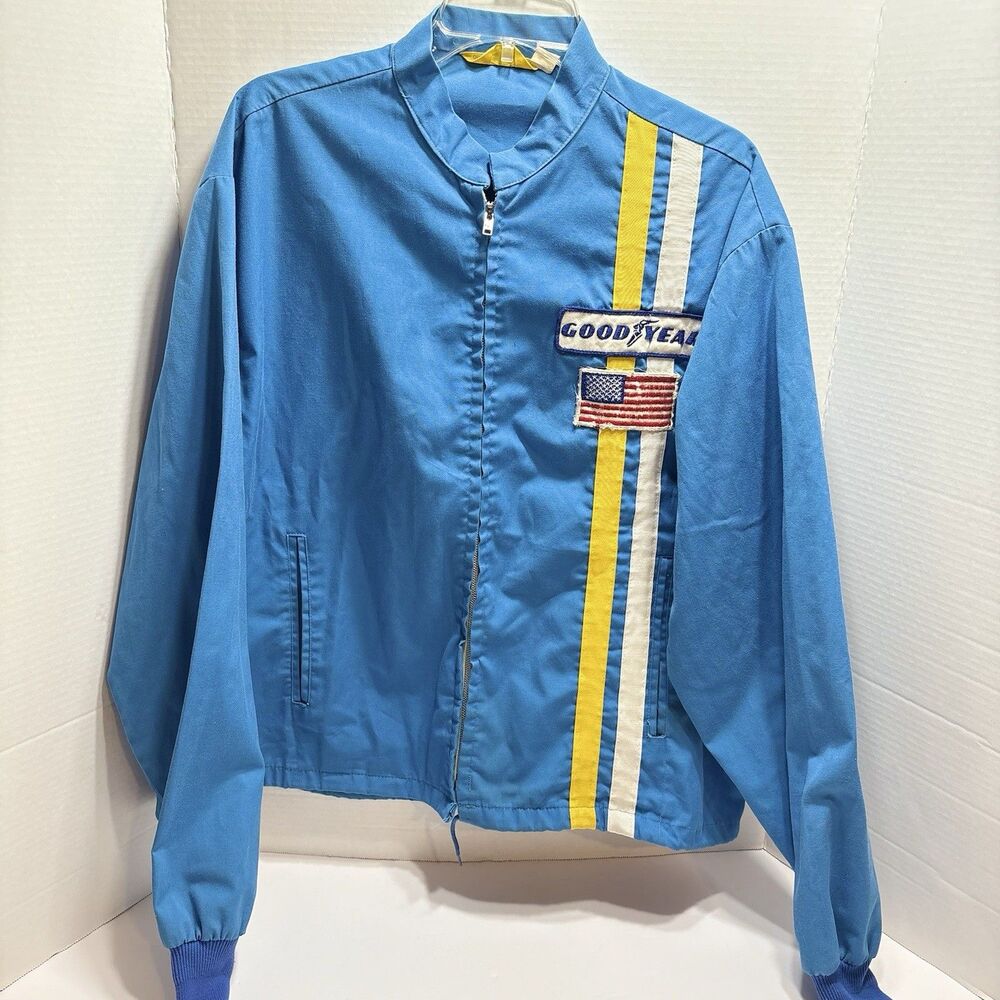 60s 70s True Vintage Goodyear Bomber with Embroidered Details and Back Patch